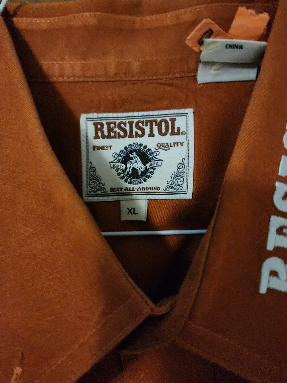 Resistol Men's Casual Button-Down Shirt in Rust Orange - XL